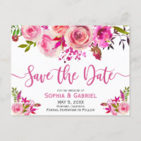 Rosa Fuchsia-Rose Botanisches Floral Save the Date