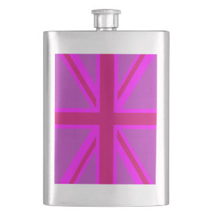 Rosa Fuchsia Union Jack Flagge Design Flachmann