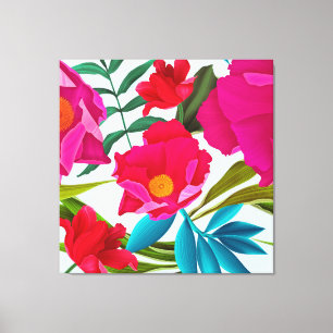 Rosa Fuchsien und rote Blume Leinwanddruck