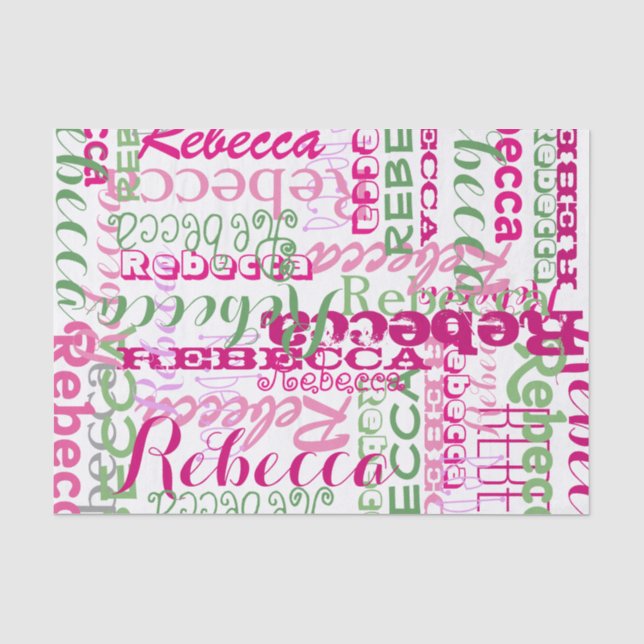 Rosa Fun Name Collage Allover Print Seidenpapier (Vorderseite)