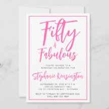 Rosa Fünfzig und fantastisch Fette Schrift 50. Geb