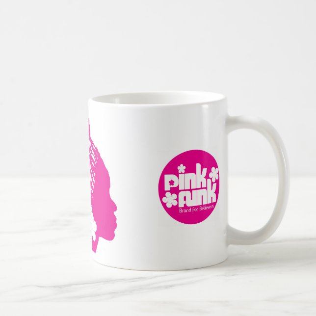 Rosa Funkafro-Hauch-Küken-Tasse Tasse (Rechts)