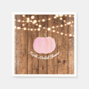 Rosa Funkeln Kürbis Herbst Rostige Holz Lichter Serviette
