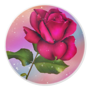 Rosa Funkeln Rose Regenbogen Pastell Blumig Keramikknauf