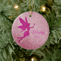 Rosa Funkelnd Fairy Ornament Personalisiertes Gesc