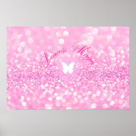 Rosa Funkelnd Glitzer Butterfly Princess Poster