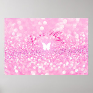 Rosa Funkelnd Glitzer Butterfly Princess Poster