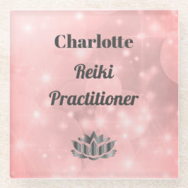 Rosa Funkelnd Reiki Practitioner personalisiert Glasuntersetzer