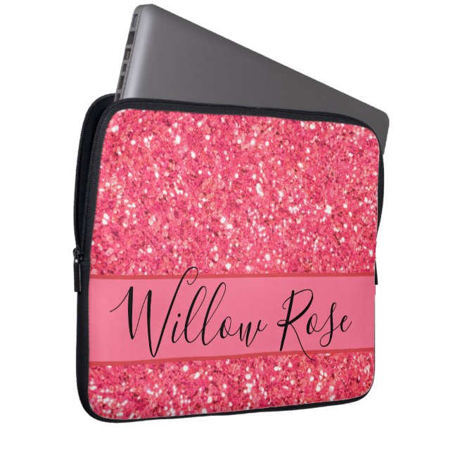 Rosa, funkelnde Glitzer, Geschenk für sie Laptopschutzhülle (Vorne Rechts)