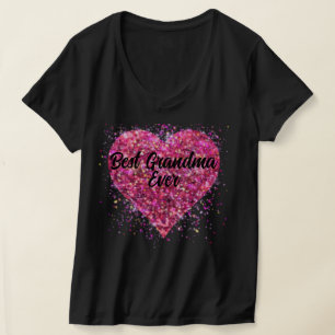Rosa funkelnde Glitzer Herz Bestes Oma aller Zeite T-Shirt