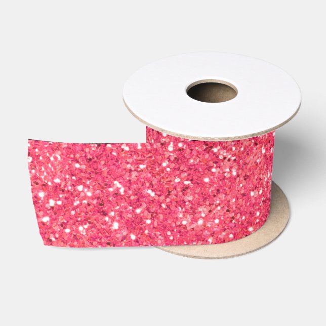 Rosa, funkelnde Glitzer-Muster Satinband (Spule)