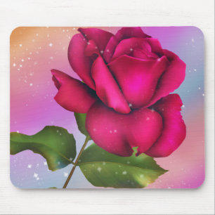 Rosa Funkelnde Rose Regenbogen Pastell Blumen Mousepad
