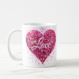 Rosa funkelnde Sequenzen Herzvalentin Liebe Kaffeetasse