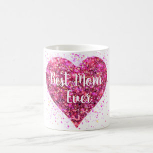 Rosa funkelnder Glitzer Herz Beste Mutter aller Ze Kaffeetasse