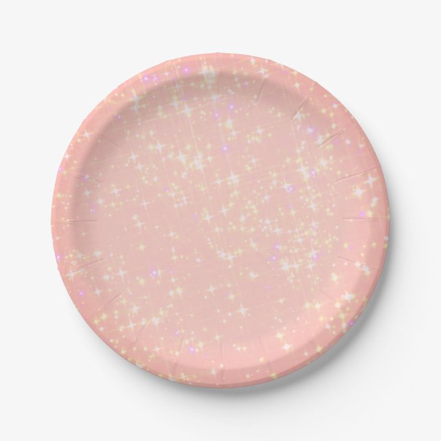 Rosa funkelnder Papier-Teller Pappteller (Vorderseite)