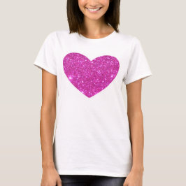 Rosa funkelndes Schein-Herz-T-Shirt T-Shirt