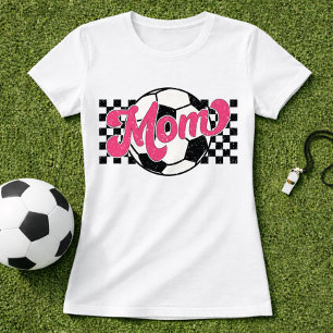 Rosa Fußball-Mama Retro-Grafik T-Shirt