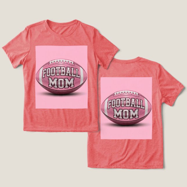 Rosa Fußball-Mama Tri-Blend Shirt (Design Vorderseite & Rückseite)