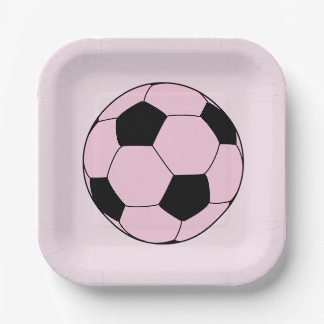 Rosa Fußball Pappteller (Vorderseite)