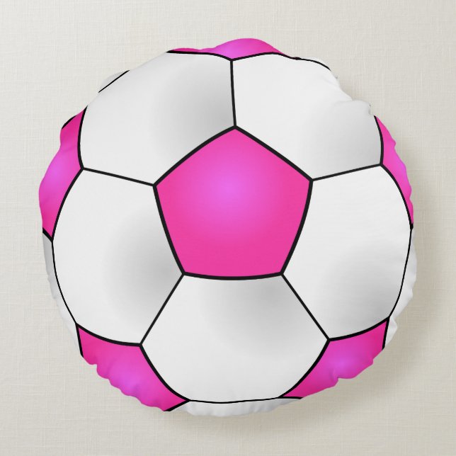 Rosa Fußball-rundes Kissen (Rückseite)