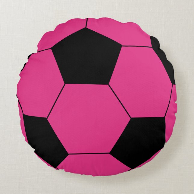 Rosa Fußball-rundes Wurfs-Kissen Rundes Kissen (Vorderseite)