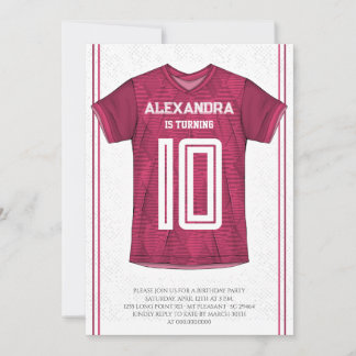 Rosa Fußball-Trikot-Geburtstagsfeier Einladung