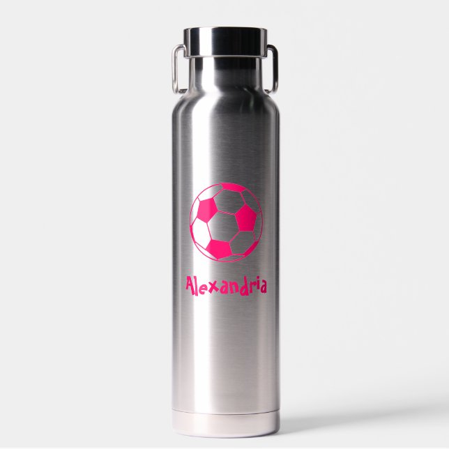 Rosa Fußball Trinkflasche (Vorne)