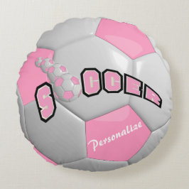 Rosa Fußballball| DIREKT Rundes Kissen