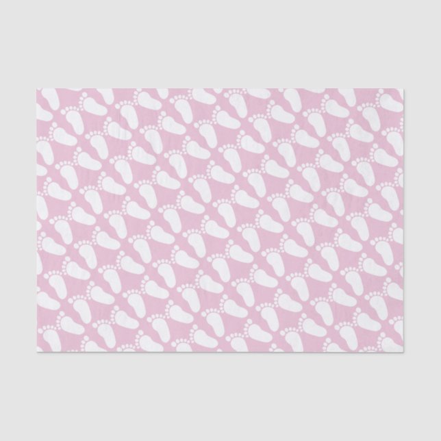 Rosa Fußspuren Mädchen Duschgeschenk Seidenpapier (Vorderseite)