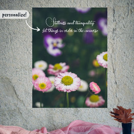 Rosa Gänse und Stiefmütterchen im Grünen Poster
