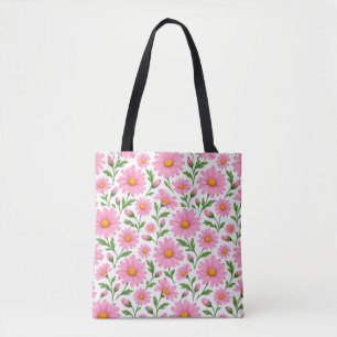 Rosa Gänseblümchen Blumen Botanisches Muster All-O Tasche
