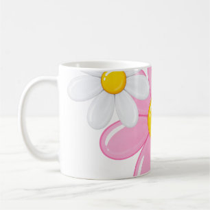 Rosa Gänseblümchen-Blumen-Tasse Kaffeetasse