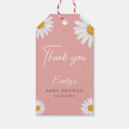 Rosa Gänseblümchen Danke Baby Shower Geschenkanhänger