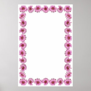 Rosa Gänseblümchen-Grenze auf leerem Hintergrund Poster
