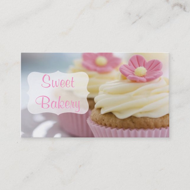 Rosa Gänseblümchen-Kuchen-Bäckerei Visitenkarte (Vorderseite)