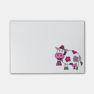 Rosa Gänseblümchen-Kuh Post-it Klebezettel