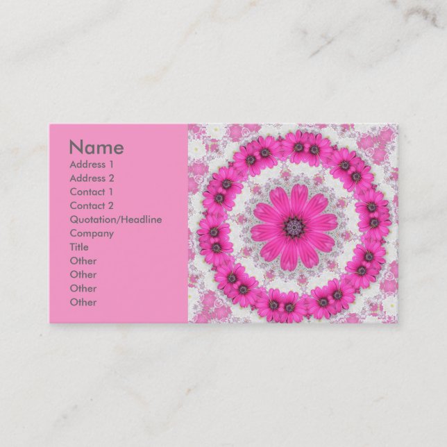 rosa Gänseblümchen-Mandala keine 4 Visitenkarte (Vorderseite)