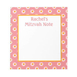 Rosa Gänseblümchen Retro Mitzwa-Notizblock Mädchen Notizblock