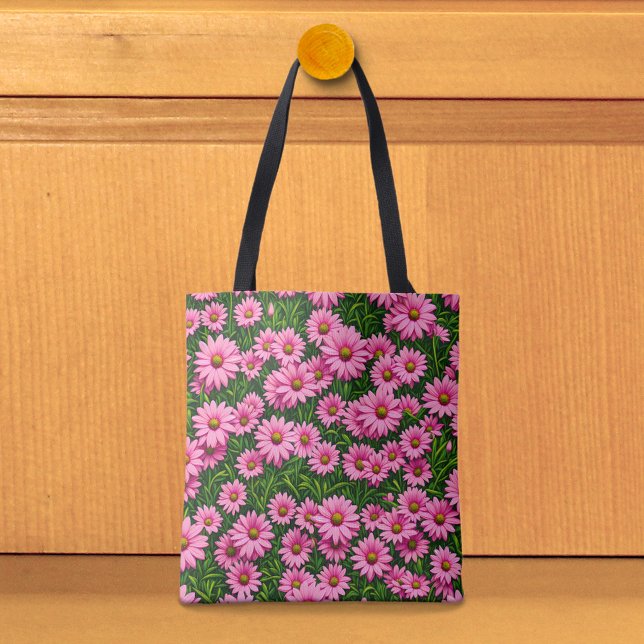 Rosa Gänseblümchen-Tasche Tasche (Tote bag with pink daisies)