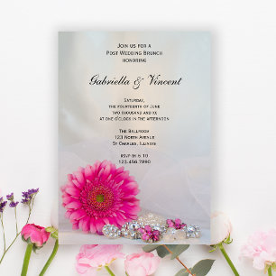 Rosa Gänseblümchen und Knöpfe Nachhochzeitsbrunch Einladung