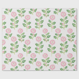 Rosa Gänseblümchen und Weihnachts-Wrap-Papier mit Geschenkpapier