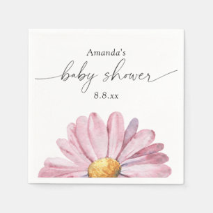 Rosa Gänseblümchen Wildblume - Babyparty Serviette
