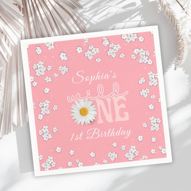 Rosa Gänseblümchen Wilde Eins 1. Geburtstag Papier Serviette (Von Creator hochgeladen)