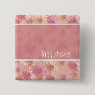 rosa Gänseblümchenknopf der Babyparty Button
