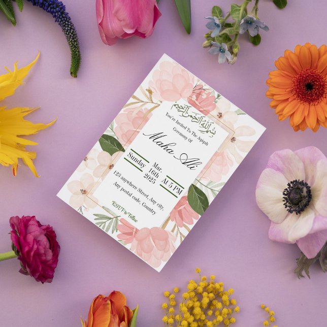 Rosa Garden Aqiqah Zeremonie Einladung (Von Creator hochgeladen)