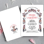 Rosa Garden Blume Arch 40. Geburtstag Einladung<br><div class="desc">Feiern Sie einen Meilenstein 40. Geburtstag so wertvoll wie die vergangenen Jahre, indem Sie Freunde und Familie gefragt, sich zu vereinen und zu feiern! Diese illustrierte, elegante Geburtstagsfeier für Erwachsene bietet eine handgezeichnete Abbildung niedlicher Vögel und einen Blume-Bogen in einer vielseitigen Farbpalette für alle Altersgruppen. Personalisieren Sie diese niedliche Einladung,...</div>