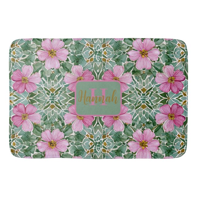 Rosa Garden Mosaik Bath Mat Badematte (Vorderseite)
