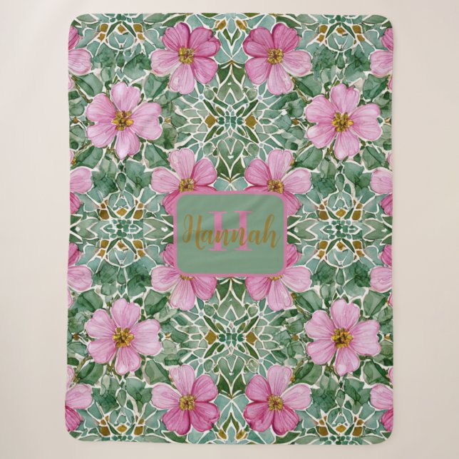 Rosa Garden Mosaik Sherpa Blanket Sherpadecke (Vorderseite)