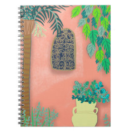 Rosa Garden Wall Palm Tree Marokko Notizblock