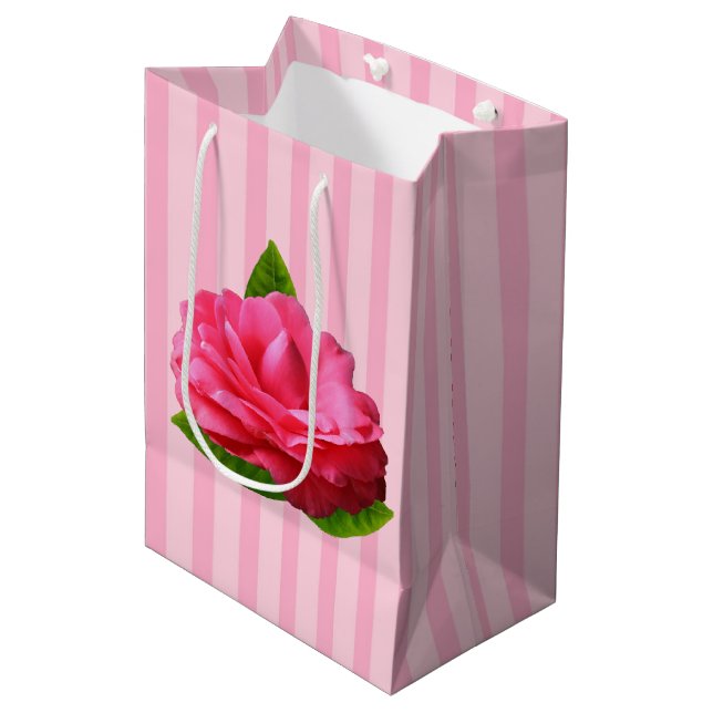 Rosa Gardenie Mittlere Geschenktüte (Vorderseite Schrägansicht)